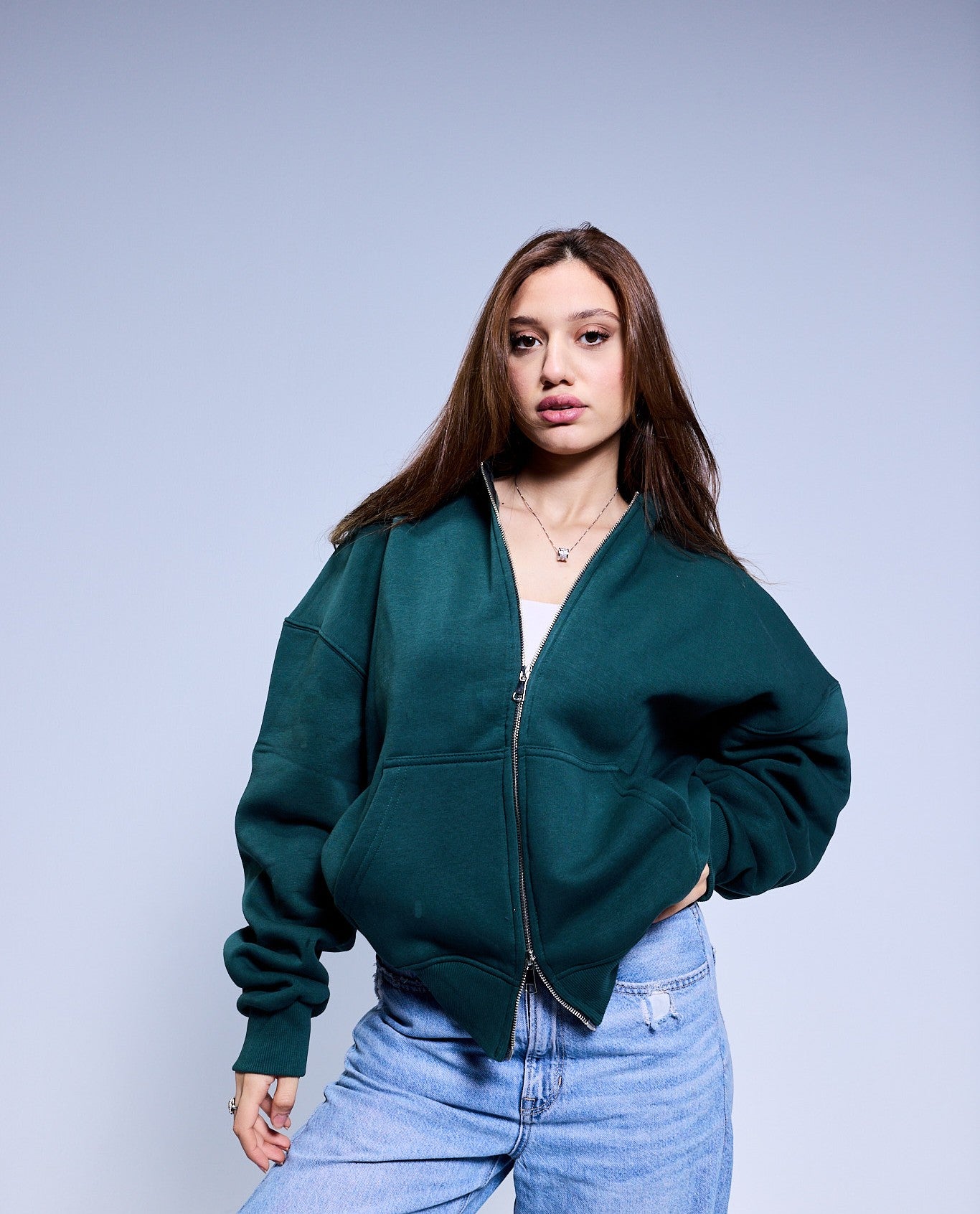 DRFT Box Fit Zip Hoodie - Green