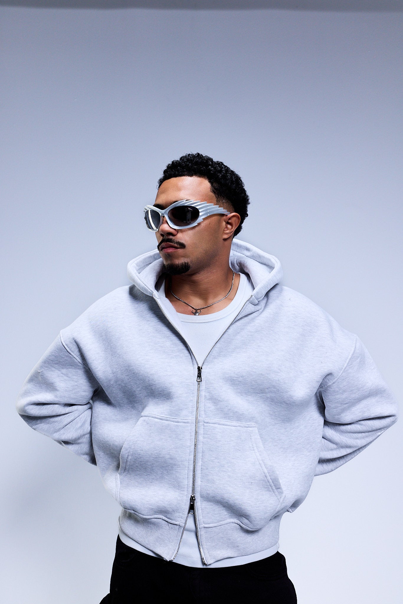 DRFT Box Fit Zip Hoodie - Gray