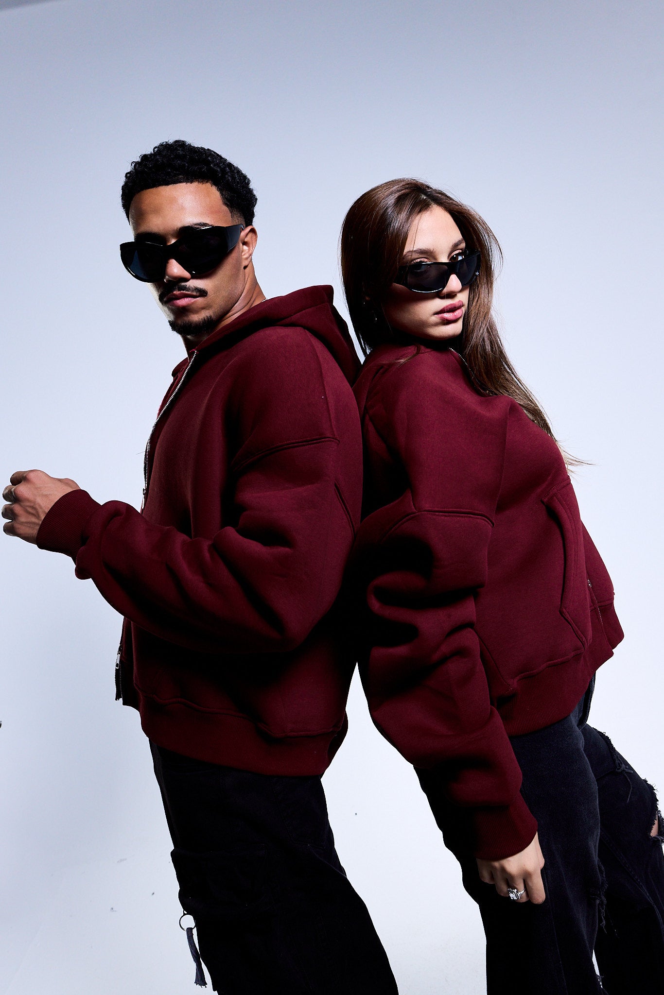 DRFT Box Fit Zip Hoodie - Dark Red